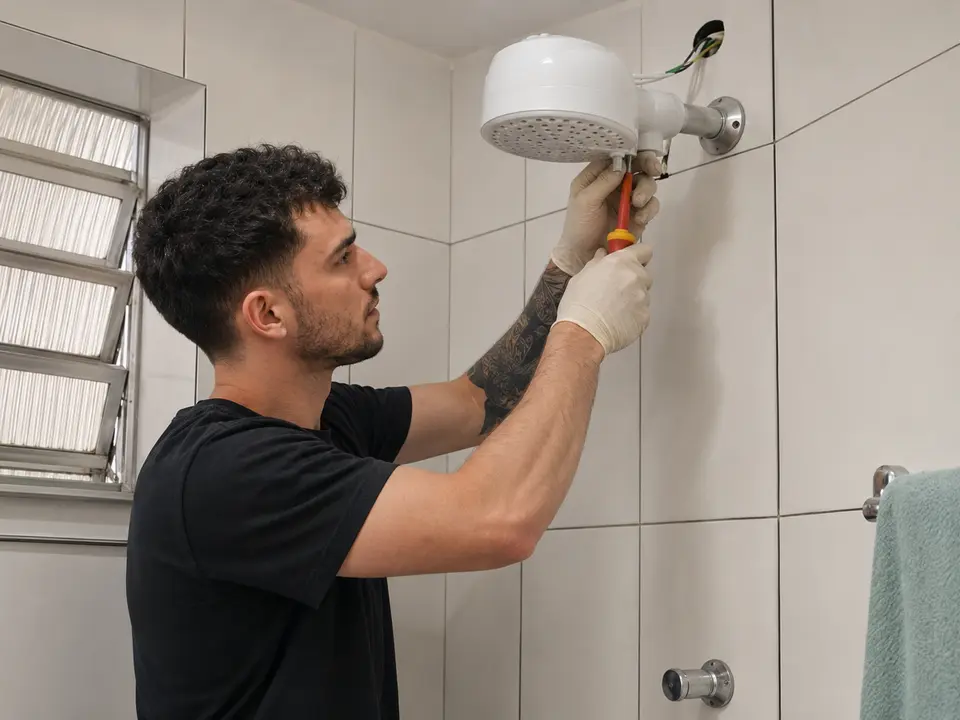 Instalação de chuveiro elétrico em banheiro